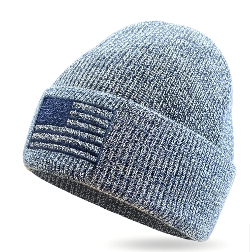 8205 American Flag Embroidered Beanie USA Tactical Knit Cuffed Watch Cap